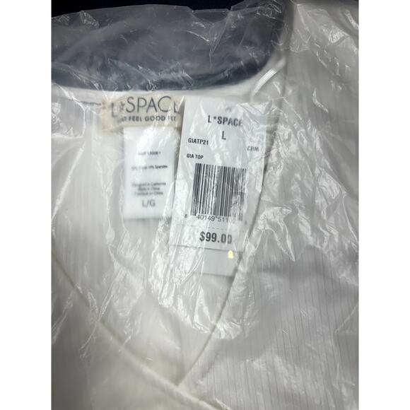 L*Space NWT Gia V-Neck Wrap Front Long Sleeve Crop‎ Top Cream XS, S & L MSRP $99 - Picture 6 of 8